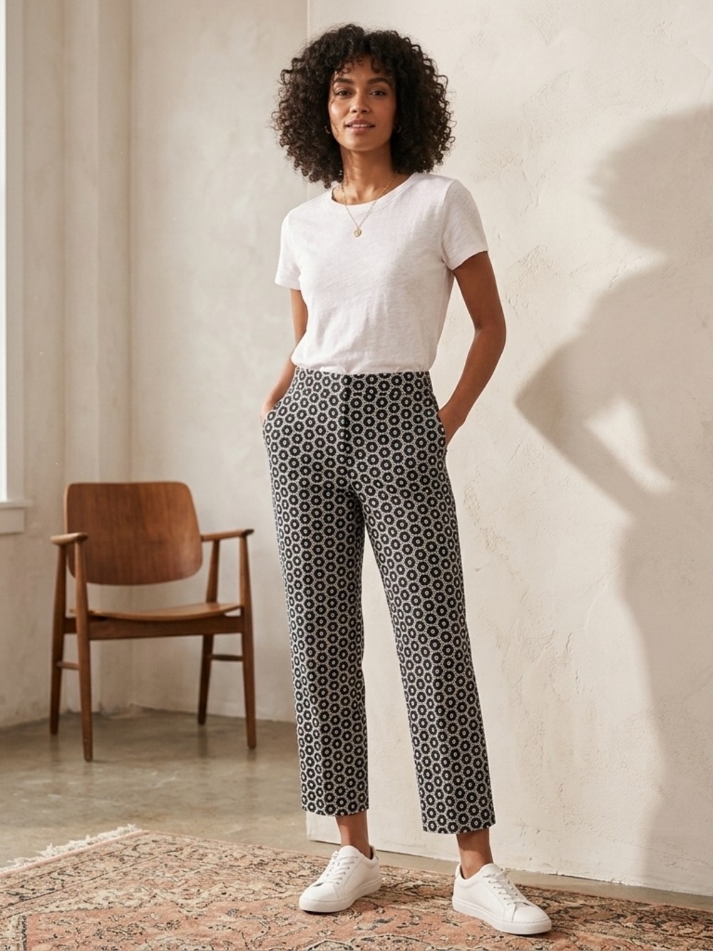 VTG Talbots Retro Rare Y2K Monochrome Preppy Embroidered Silk Blend Pant Sz 6P